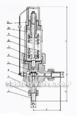 A61H/Y-160/320P spring low lift air compressor safety valve (with connecting pipe) constructral diagram